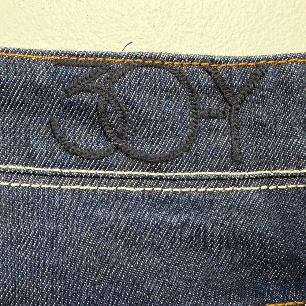 G Star Raw 30 Y Jeans Dark Wash Moto Double Knee Leather Trim Men's Size‎ 32x28